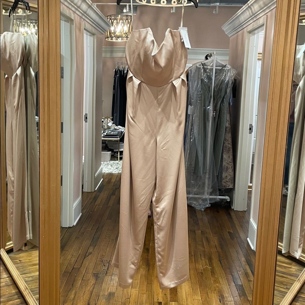 NWT Jenny Yoo Satin Jumpsuit/Pantsuit PALE GOLD (NOT PICTURED) Size 16 - Picture 1 of 7